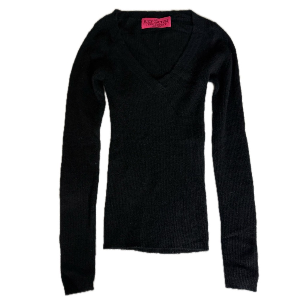 Y2K Juicy Couture Ribbed Black Cashmere Sweater